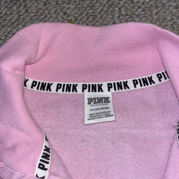 PINK quarter zip pullover. Pink and white - Picture 3 of 3